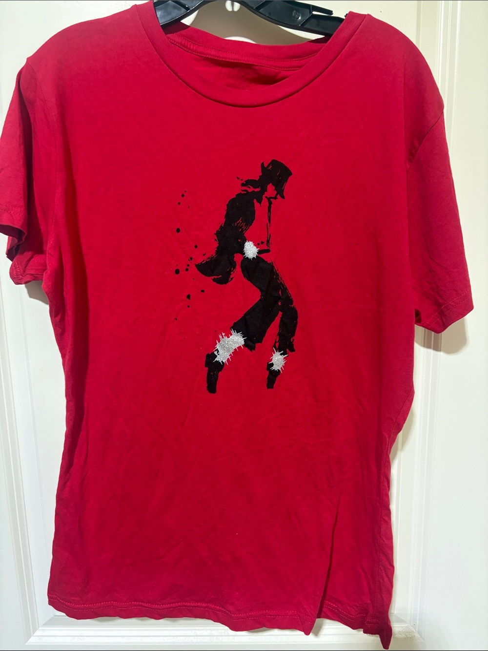 Red Graphic Men’s T‑Shirt with Black Silhouette